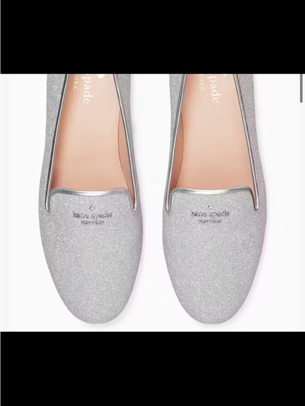 kate spade Claudia Silver Glitter Slip-On Loafers